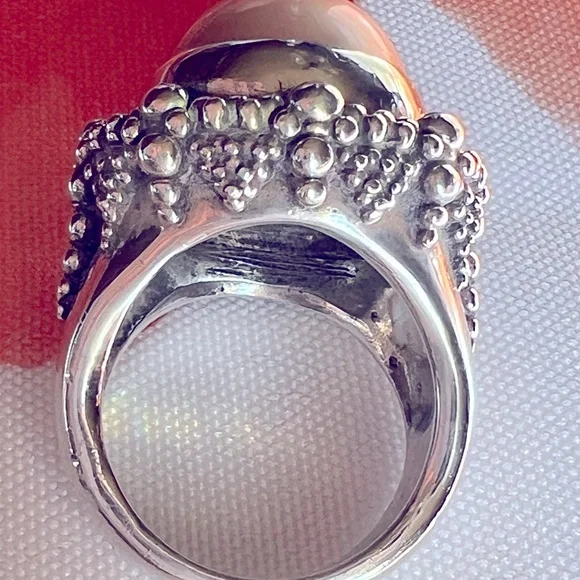 Stephen Dweck Mabe Pearl Ring SS Sz 7 Signed 925 Has 1 Minor Crack Still Gour!! - Picture 8 of 16